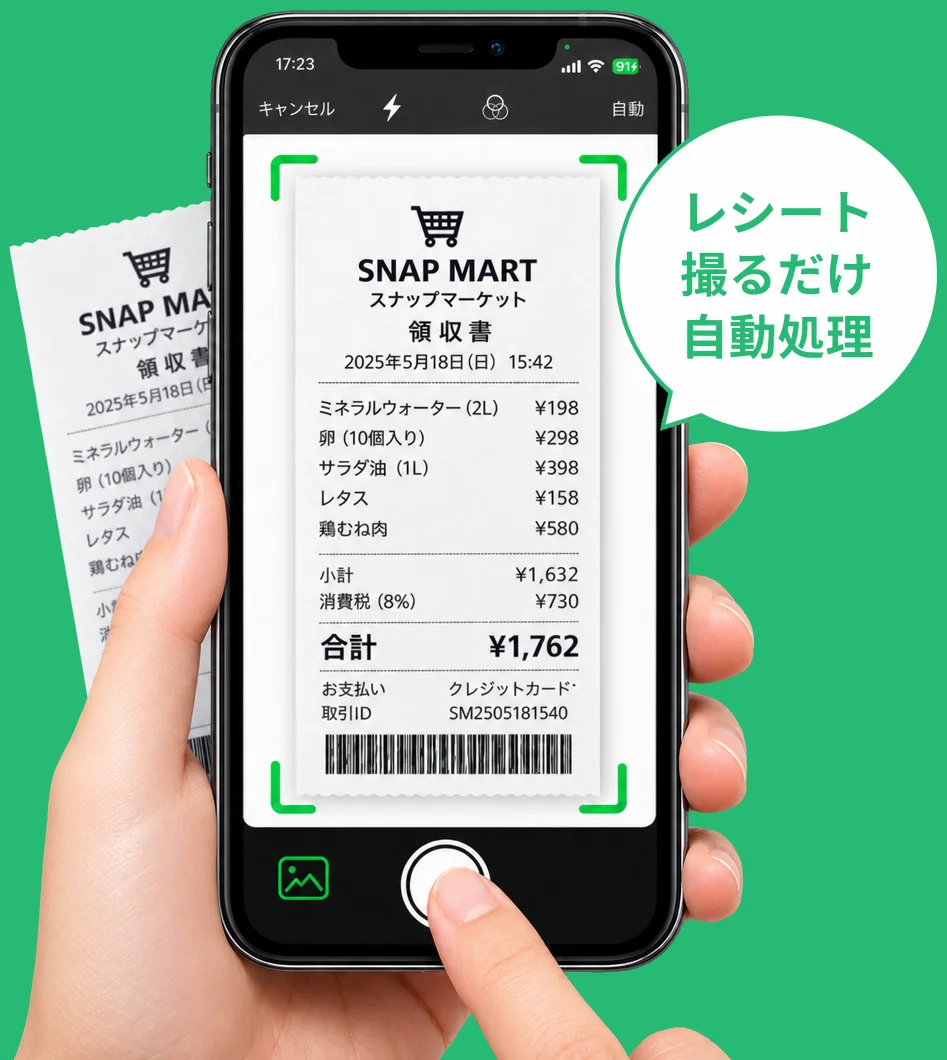 レシートを撮るだけで自動処理