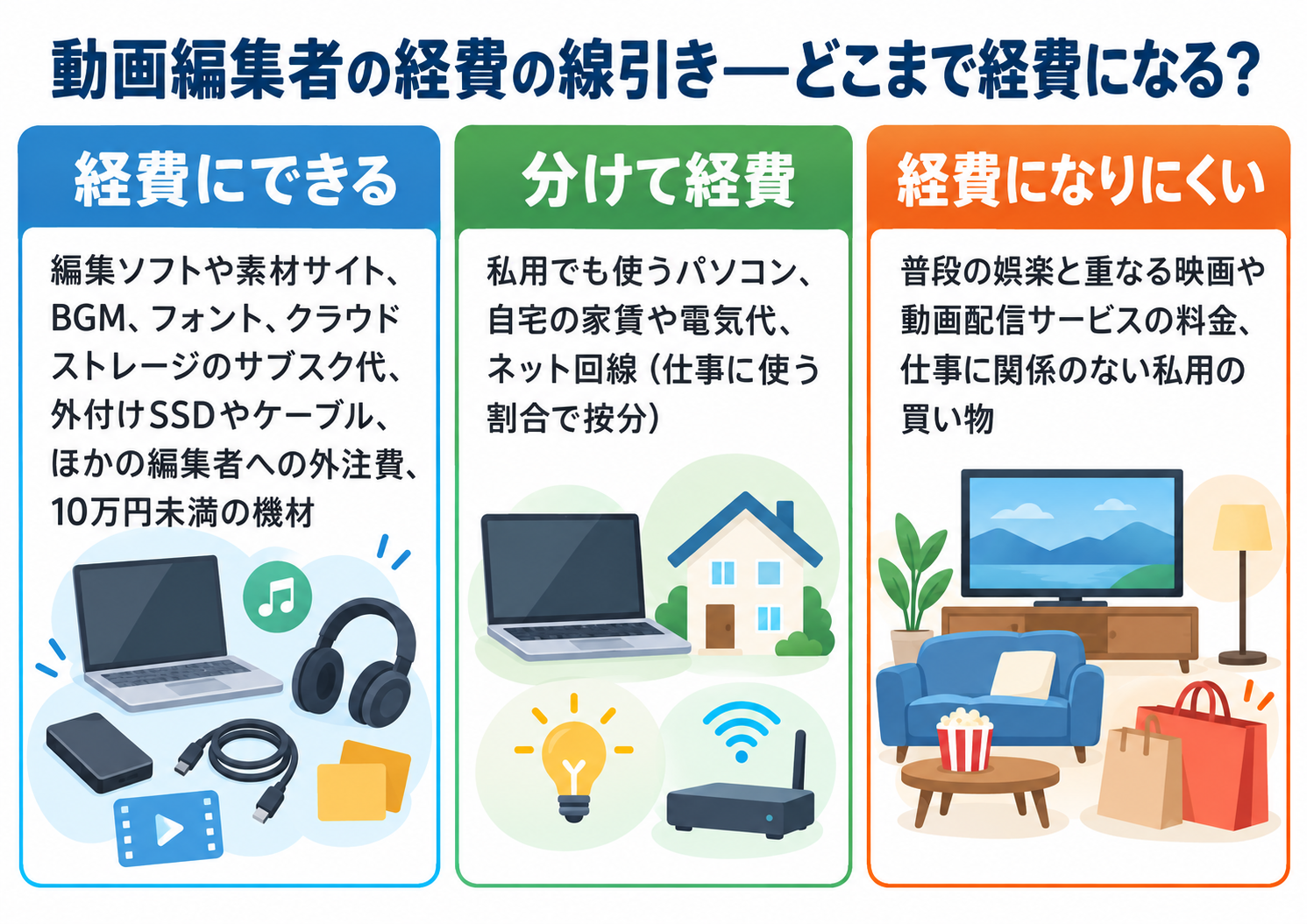 動画編集者の経費の線引き