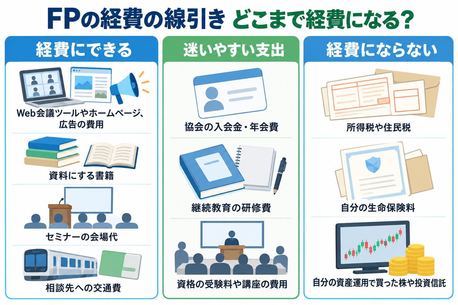 FPの経費の線引きを示した図解